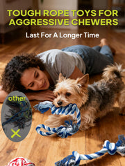 TwoEar dog rope toy 9-pack small-medium-dogs highlights suitability for smaller breeds.