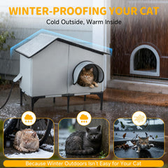 Txunocy cat house elevated design keeps cats dry on wet ground.