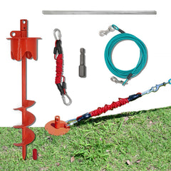 Tyalez dog stake heavy-duty ground anchor provides stable outdoor anchoring for powerful dogs.