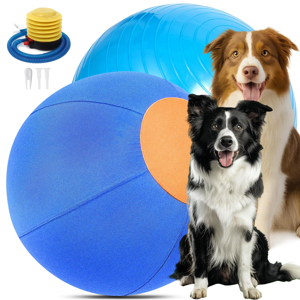 Tychesy Herding Ball cover closeup shows durable Oxford fabric for lasting active play.