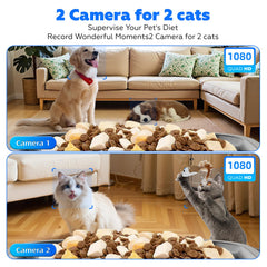 TYM automatic cat feeder with 7L dual-bowl setup for two pets