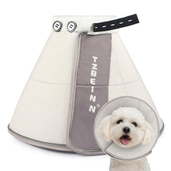 TZBEINN soft dog cone outer view with adjustable drawstring for secure fit.