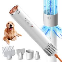 uahpet fluffy dryer pro diffuser-attachment demonstrates calm, efficient grooming for pets.