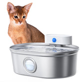 uahpet Wireless Cat Water Fountain top view shows durable stainless steel for safe hydration.