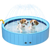 UCCY 2-in-1 foldable dog pool with sprinkler mode for cooling large dogs outdoors.