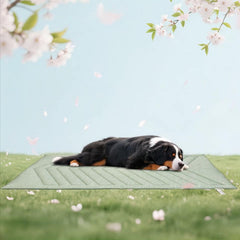 UIQELYS cooling mat ice green top shows breathable cooling surface for cooler naps
