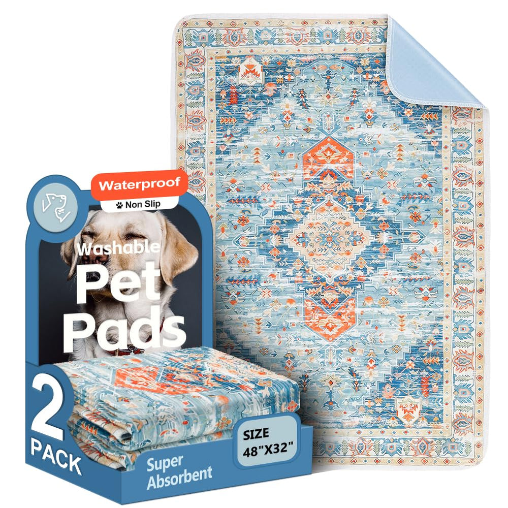 ULIGOTA washable pee pads 48x32 with soft-flannel top for comfy training sessions