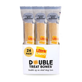 Ultra Chewy Yogurt Blueberry Double Treat Bones packshot highlights USA-made, long-lasting dog chew