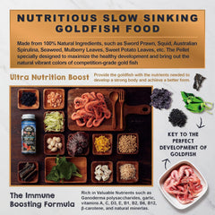 Ultra Fresh balanced diet ingredients visualizing natural formula for goldfish health