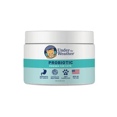 Under the Weather Pet Probiotics bottle promotes feline digestion support.