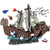 UNEAK large shipwreck ornament sails pair creates dramatic centerpiece with fish hiding spots.