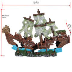 UNEAK shipwreck ornament with hidden holes supports small fish through safe shelters.