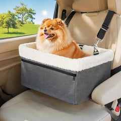 UNICITII dog car booster seat with raised metal frame improves visibility on rides.