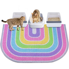 Unicorn Catcher pink XL litter mat showing wide coverage area for two boxes