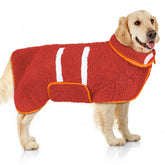 Unicorn Catcher dog bathrobe demonstrates ultra-absorbent fabric for quick drying after a bath
