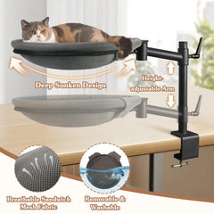 Unidevice Cat Desk Bed elevated nest gray offers cozy beside you
