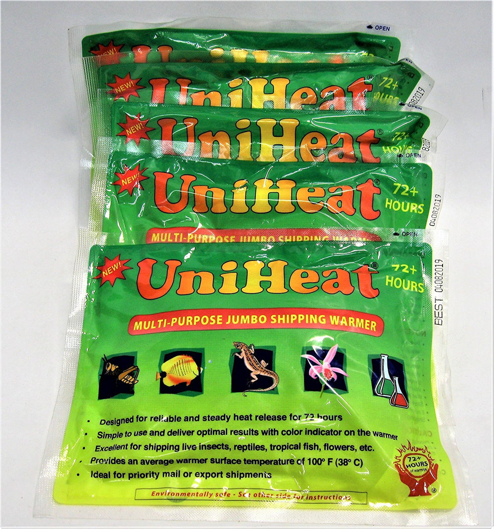 Uniheat 72-hour heat pack in shipping box maintains warmth for plants and creatures.