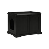 unipaws Black Cat Litter Box Enclosure front view shows discreet concealment for living spaces.