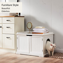 Unipaws cat litter box enclosure durable wood build emphasizes stability