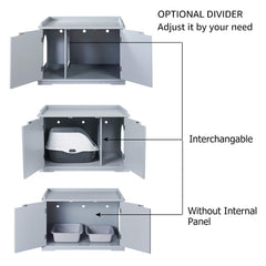 unipaws cat litter enclosure interior shows spacious cavity for larger litter boxes