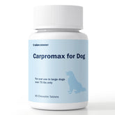 Unipomme Carpromax large dogs bottle shows simple daily dosing for joint comfort.