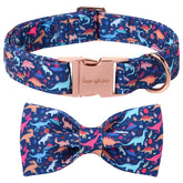 Unique Style Paws cartoon dog collar bow closeup shows soft cotton comfort for daily walks.