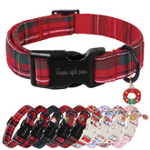 Unique Style Paws Christmas dog collar with pendant in red plaid for festive walks
