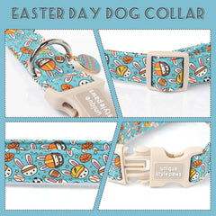 Unique style paws Easter design collar blue pattern for playful holiday photos.