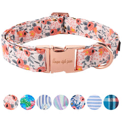 Unique Style Paws pink rose collar front view for everyday dog wear and style