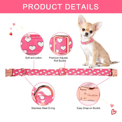 Unique Style Paws Valentine dog collar showing soft cotton material for comfort
