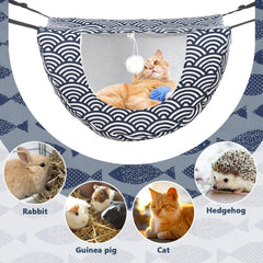 Unittype cat hammock closeup-cotton-linen-material highlights soft plush warmth for pets