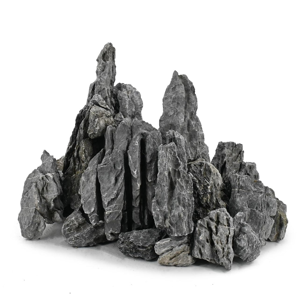 Unocho Seiryu rock aquarium stones side view highlighting natural texture for dramatic aquascapes