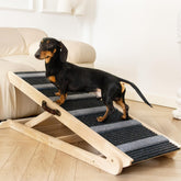 UNQBWE dog ramp for bed grey angled view promotes stable pet access up furniture.