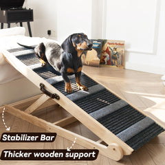 UNQBWE dog ramp for bed grey surface showcases non-slip velvet finish for safe footing.