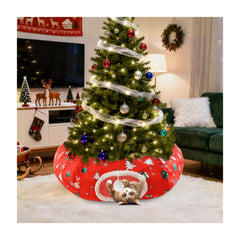 Uoiispet cat tunnel bed under tree skirt 36in cozy holiday hideaway and decor.