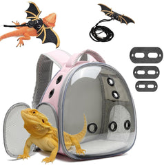 UOOPET pink bearded dragon backpack carrier front view for easy travel
