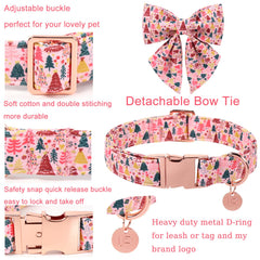 UP URARA PUP adjustable pink christmas-tree collar ensures a secure fit for all sizes