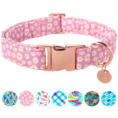 UP URARA PUP daisy summer collar pink front view shows soft cotton for comfortable wear.