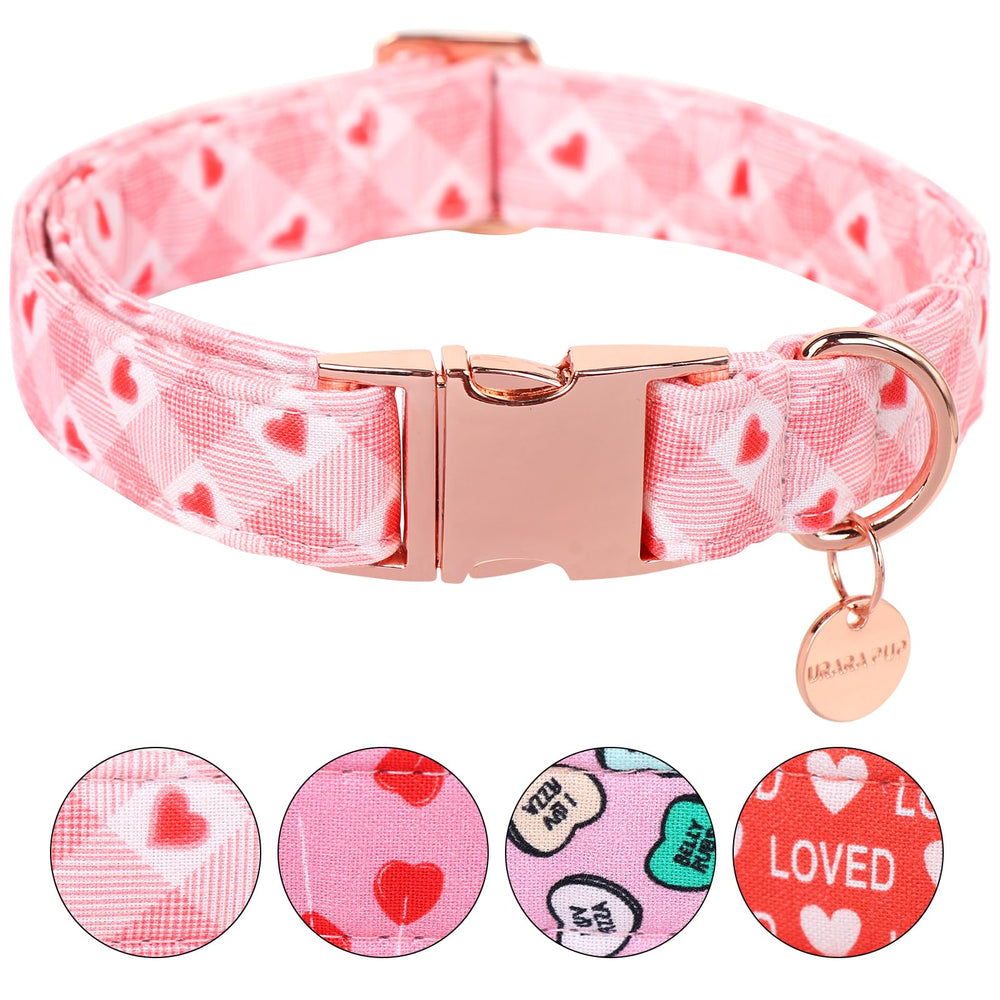 UP URARA PUP Valentine collar pink heart close-up for stylish daily wear