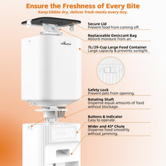 UPAWPIA automatic cat feeder desiccant compartment close-up for moisture control