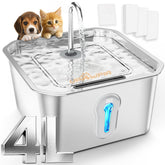 UPAWPIA water fountain front view shows sleek stainless steel design for easy pet hydration