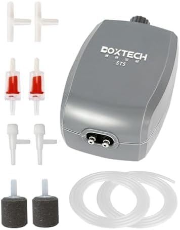 UPETTOOLS aquarium air pump grey front view showing compact design and efficiency