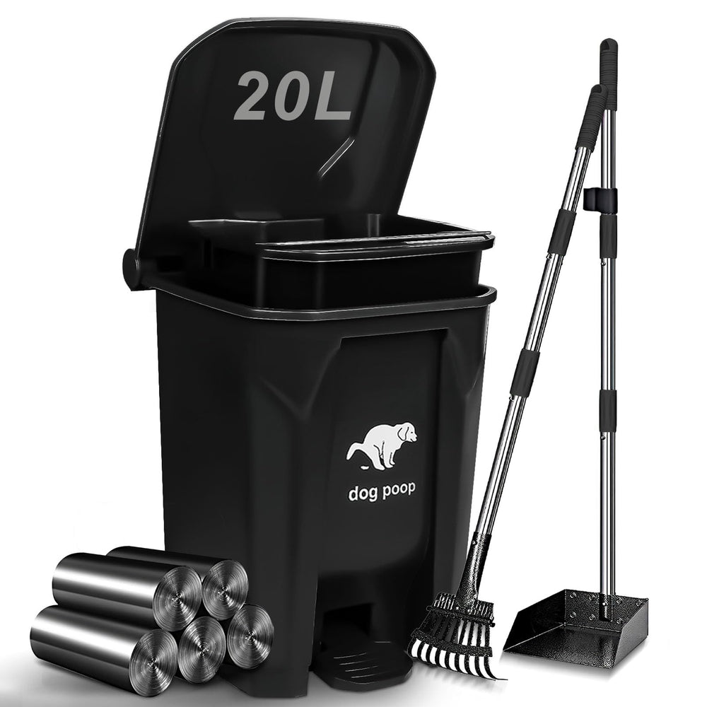 Uppcasir dog poop trash can outdoor with pedal lid for hands-free waste disposal