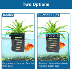 Uprony hanging aquarium plant pots 24 hooks enable flexible placement along tank edges.
