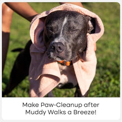 Uproot Clean Dog Paw Cleaner no-rinse design with foam illustrates quick cleaning.