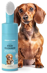 Uproot Clean Dog Paw Cleaner nozzle in use shows easy no-rinse cleaning.