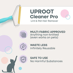 Uproot Cleaner Pro carpet rug fur removal; quick pickup of loose fibers.