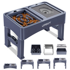 UPSKY elevated dog bowls stand blue for comfortable feeding height and stability.
