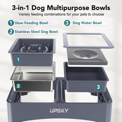 UPSKY slow-feeder oval-ridge bowl extends mealtime with gentle pace control.