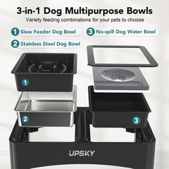 UPSKY slow-feeder bowl with oval ridges slows eating for longer meals.